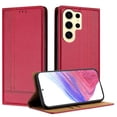 thumbnail image 1 of SaniMore Case for Samsung Galaxy S21 Ultra, Wear-resistant PU Leather Retro Durable TPU Shell Flip Folio Stand, Full Body Protection Magnetic Clasp Business Shell, Red, 1 of 7