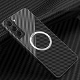 thumbnail image 1 of SaniMore Case for Samsung Galaxy S22 6.1" 2022, Carbon Fibre Texture Shockproof Anti-drop Anti-fingerprint Lens All-inclusive Heavy Duty Protective Wireless Charging Magnetic Case, Black/Silver, 1 of 7