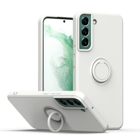 SaniMore Case for Samsung Galaxy S22 6.1" 2022, Shockproof TPU Backplane & Hidden 360° Rotating Kickstand Magnetic Car Mount Shock Absorption Anti-slip Anti-fall Full-protective Shell, White