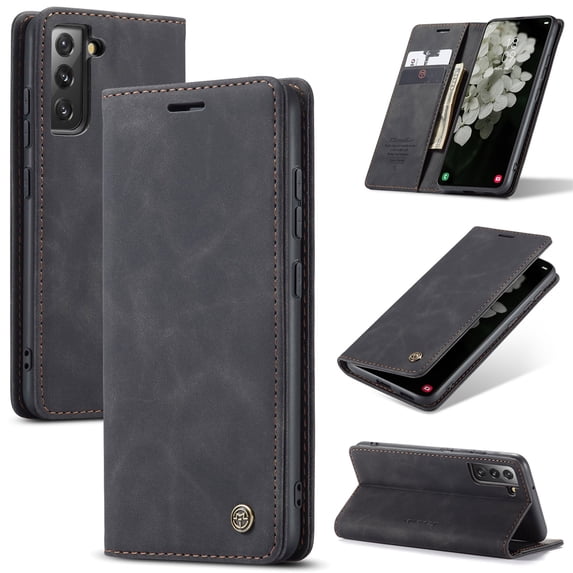 SaniMore Case for Samsung Galaxy S22 Plus 6.6" 2022, Premium PU Leather Magnetic Cover Card Slots Cash Pocket Flip Kickstand Shockproof TPU Shell Full Protective Business Retro Case, Black