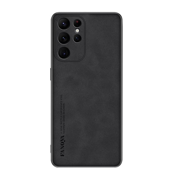 SaniMore Case for Samsung Galaxy S22 Ultra (2022), Luxury PU Leather Lens Protection Metal Hidden Bracket Slim Lightweight Shockproof Anti-fall Bumper Drop Resistant Shell for S22 Ultra - Black