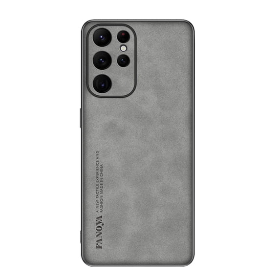 SaniMore Case for Samsung Galaxy S22 Ultra (2022), Luxury PU Leather Lens Protection Metal Hidden Bracket Slim Lightweight Shockproof Anti-fall Bumper Drop Resistant Shell for S22 Ultra - Gray