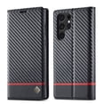 thumbnail image 1 of SaniMore Case for Samsung Galaxy S22 Ultra 6.8" 2022, Carbon Fiber Skin PU Leather Flip Filio Case Kickstand Card Slots Cash Pocket Full Body Protetcion Case For Galaxy S22 Ultra, Horizontal Line, 1 of 18