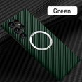 thumbnail image 1 of SaniMore Case for Samsung Galaxy S22 Ultra 6.8" 2022, Carbon Fibre Texture Shockproof Anti-drop Anti-fingerprint Lens All-inclusive Heavy Duty Protective Wireless Charging Magnetic Case, Green, 1 of 6