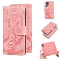 thumbnail image 1 of SaniMore Case for Samsung Galaxy S22 Ultra Tiger Embossing Flip Wallet, [RFID Blocking] PU Leather Magnetic Clasp Cover with Card Holder & Kickstand Full Body Protective Shell, Pink, 1 of 9