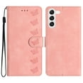 thumbnail image 1 of SaniMore Case for Samsung Galaxy S23 6.1" 2023, [Card Slots + Cash Pocket] Removeable Wrist Strap PU Leather Embossed Butterfly Flip Kickstand Magnetic Clasp Full Body Protective Shell, Pink, 1 of 7