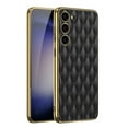 thumbnail image 1 of SaniMore Case for Samsung Galaxy S23 6.1" 2023, PU Leather Lattice Skin Shockproof TPU Plating Bumper Pen Holder Luxury Lens Protection [Wireless Charging] Anti-drop Girly Shell For Galaxy S23, Black, 1 of 10