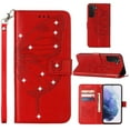 thumbnail image 1 of SaniMore Case for Samsung Galaxy S23 (6.1" 2023), PU Leather Luxury Embossed Butterfly Glitter Diamond [Wrist Strap & Card Slots & Flip Kickstand] Full-body Shockproof Wallet Cover For Galaxy S23, Red, 1 of 3