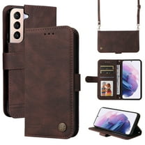 SaniMore Case for Samsung Galaxy S23 6.1" 2023, Wrist/Crossbody Strap,Retro PU Leather Anti-scratch Card Slots Cash Pocket Kickstand Shockproof Anti-drop Wallet Business Cover, Brown