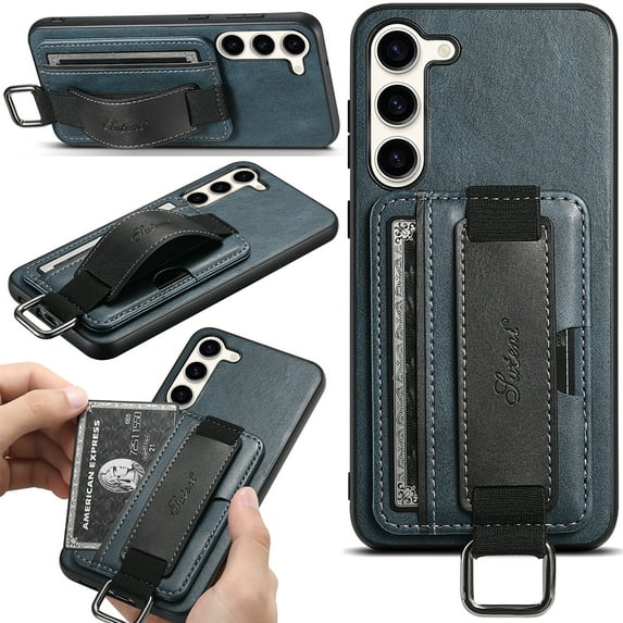 SaniMore Case for Samsung Galaxy S23 6.1" 2023, Wristlet & Card Slot PU Leather Skin Wear-resistant Shockproof Anti-drop Metal Ring Business Shell for Samsung Galaxy S23 6.1" 2023 ,Blue