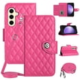 thumbnail image 1 of SaniMore Case for Samsung Galaxy S23 FE, PU Leather 3D Lattice Stylish for Girls Crossbody Lanyard Flip Kickstand Card Slots Cash Pocket Magnetic Clasp Full Protective Shockproof Wallet Shell, Rose, 1 of 9