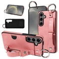 thumbnail image 1 of SaniMore Case for Samsung Galaxy S23 FE, PU Leather Durable [Back Card Slots] Wristlet Kickstand Buckle Protective Bumper Cover Shockproof Anti-fall/Anti-scratch for Ladies, Pink, 1 of 10