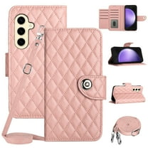 SaniMore Case for Samsung Galaxy S23, PU Leather 3D Lattice Stylish for Girls Crossbody Lanyard Flip Kickstand Card Slots Cash Pocket Magnetic Clasp Full Protective Shockproof Wallet Shell, Coralpink