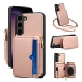thumbnail image 1 of SaniMore Case for Samsung Galaxy S23 Plus 6.6" 2023 with Metal Detachable Crossbody Lanyard Zipper Wallet Pocket Card Slots PU Leather Wear-resistant Shockproof Anti-fall Retro Girly Shell, Pink, 1 of 8