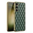 thumbnail image 1 of SaniMore Case for Samsung Galaxy S23 Plus 6.6" 2023, PU Leather Lattice Skin Shockproof TPU Plating Bumper Pen Holder Luxury Lens Protection [Wireless Charging] Anti-drop Girly Shell, Green, 1 of 10