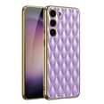 thumbnail image 1 of SaniMore Case for Samsung Galaxy S23 Plus 6.6" 2023, PU Leather Lattice Skin Shockproof TPU Plating Bumper Pen Holder Luxury Lens Protection [Wireless Charging] Anti-drop Girly Shell, Purple, 1 of 10