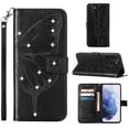 thumbnail image 1 of SaniMore Case for Samsung Galaxy S23 Plus (6.6" 2023), PU Leather Luxury Embossed Butterfly Glitter Diamond [Wrist Strap & Card Slots & Flip Kickstand] Full-body Shockproof Wallet Cover, Black, 1 of 3