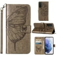 thumbnail image 1 of SaniMore Case for Samsung Galaxy S23 Plus (6.6" 2023), PU Leather Skin with Luxury Embossed Butterfly [Wrist Strap & Card Slots & Flip Kickstand] ull-body Shockproof Business Wallet Cover, Gray, 1 of 10