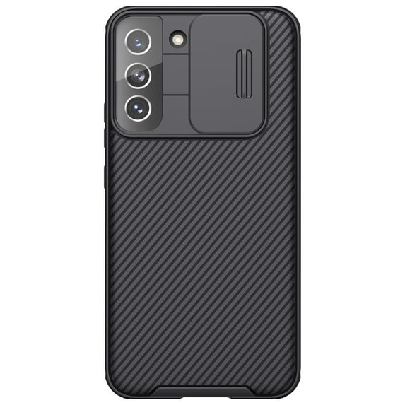 SaniMore Case for Samsung Galaxy S23, Soft TPU & Solid PC Cover Built-in Silde Camera Proction Classic Texture Shockproof Protective Shell for Samsung S23, Black