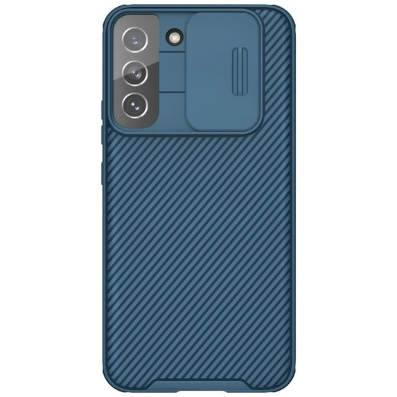 SaniMore Case for Samsung Galaxy S23, Soft TPU & Solid PC Cover Built-in Silde Camera Proction Classic Texture Shockproof Protective Shell for Samsung S23, Blue