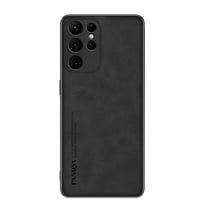 SaniMore Case for Samsung Galaxy S23 Ultra (2023), Luxury PU Leather Lens Protection Metal Hidden Bracket Slim Lightweight Shockproof Anti-fall Bumper Drop Resistant Shell for S23 Ultra - Black