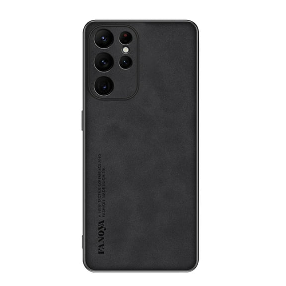 SaniMore Case for Samsung Galaxy S23 Ultra (2023), Luxury PU Leather Lens Protection Metal Hidden Bracket Slim Lightweight Shockproof Anti-fall Bumper Drop Resistant Shell for S23 Ultra - Black