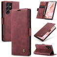 thumbnail image 1 of SaniMore Case for Samsung Galaxy S23 Ultra 6.6" 2023, Premium PU Leather Magnetic Cover Card Slots Cash Pocket Flip Kickstand Shockproof TPU Shell Full Protective Business Case For S23 Ultra, Winered, 1 of 11
