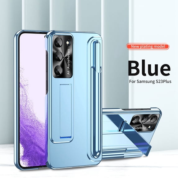 SaniMore Case for Samsung Galaxy S23 Ultra 6.8" 2023 with Hidden Kickstand & S Pen Slot & Stylus, Anti-scrctch Drop-proof Tough PC Backplane Anti-shock Slim Shell for Galaxy S23 Ultra, Blue