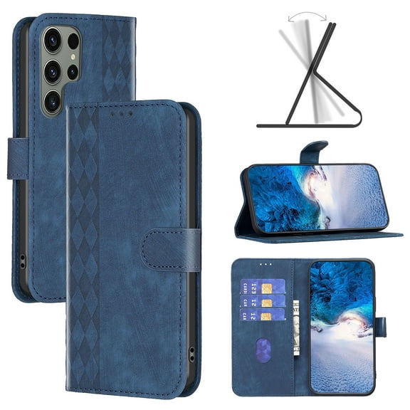 SaniMore Case for Samsung Galaxy S23 Ultra (6.8" 2023), PU Leather Wallet with Card Slots Cash Pocket Magnetic Closure Flip Kickstand Shockproof TPU Full Body Protective Business Shell, Blue