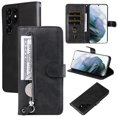thumbnail image 1 of SaniMore Case for Samsung Galaxy S23 Ultra 6.8" 2023, Zipper Wallet Pocket Caed Slots Retro PU Leather Shockproof Drop-proof Flip Kickstand All-around Protective Shell for Galaxy S23 Ultra, Black, 1 of 8