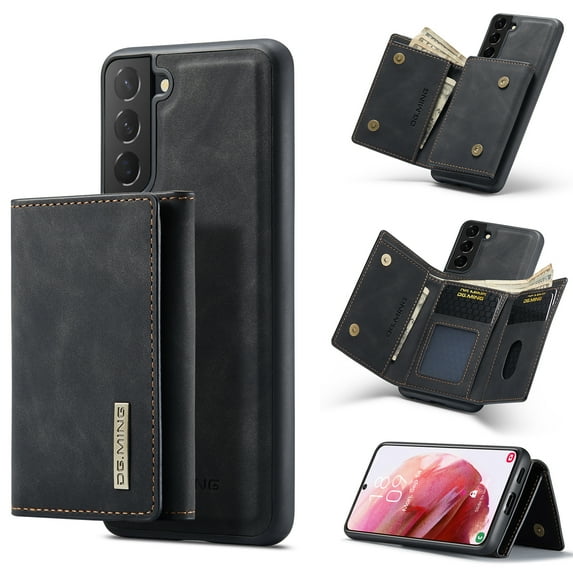 SaniMore Case for Samsung Galaxy S24 6.1" 2024, PU Leather Case Soft TPU Inner Detachable Magnetic Folding Wallet Card Slots Kickstand Anti-drop Shockproof 360°Protection Case for Galaxy S24, Black
