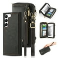 thumbnail image 1 of SaniMore Case for Samsung Galaxy S24, [Crossbody Lanyard & Wrist Strap] 2 in 1 Zipper Wallet Case [Detachable] Card Holders Cash Pocket] Shockproof Anti-fall Cover, Black, 1 of 9