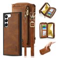 thumbnail image 1 of SaniMore Case for Samsung Galaxy S24, [Crossbody Lanyard & Wrist Strap] 2 in 1 Zipper Wallet Case [Detachable] Card Holders Cash Pocket] Shockproof Anti-fall Cover, Brown, 1 of 9