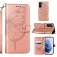 thumbnail image 1 of SaniMore Case for Samsung Galaxy S24, PU Leather Full-body Protective Cover with Luxury Embossed Butterfly [Wrist Strap & Card Slots & Flip Kickstand] Shockproof Stylish Wallet Cover, Pink, 1 of 10