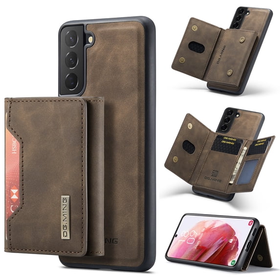 SaniMore Case for Samsung Galaxy S24 Plus 6.6" 2024, Retro PU Leather Case Soft TPU Inner Detachable Magnetic Folding Card Pocket Flip Kickstand Anti-drop Shockproof Protectiive Case, Coffee