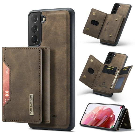 SaniMore Case for Samsung Galaxy S24 Plus 6.6" 2024, Retro PU Leather Case Soft TPU Inner Detachable Magnetic Folding Card Pocket Flip Kickstand Anti-drop Shockproof Protectiive Case, Coffee