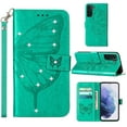 thumbnail image 1 of SaniMore Case for Samsung Galaxy S24 Plus, PU Leather Luxury Embossed Butterfly Glitter Diamond [Wrist Strap & Card Slots & Flip Kickstand] Full-body Shockproof Wallet Cover For S24 Plus, Green, 1 of 3