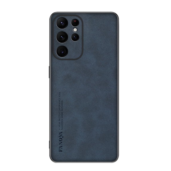 SaniMore Case for Samsung Galaxy S24 Ultra (2024), Luxury PU Leather Lens Protection Metal Hidden Bracket Slim Lightweight Shockproof Anti-fall Bumper Drop Resistant Shell for S24 Ultra - Navyblue