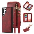 thumbnail image 1 of SaniMore Case for Samsung Galaxy S24 Ultra, [Crossbody Lanyard & Wrist Strap] 2 in 1 Zipper Wallet Case [Detachable] Card Holders Cash Pocket] Shockproof Anti-fall Cover, Red, 1 of 9