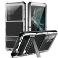 thumbnail image 1 of SaniMore Case for Samsung Galaxy S24 Ultra, [Hidden Bracket & Tempered Glass Screen Protector] Wireless Charging Hybird Heavy Duty Protective Tough Shell for Galaxy S24 Ultra, Silver, 1 of 9