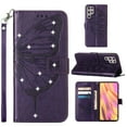 thumbnail image 1 of SaniMore Case for Samsung Galaxy S24 Ultra, PU Leather Luxury Embossed Butterfly Glitter Diamond [Wrist Strap & Card Slots & Flip Kickstand] Full-body Shockproof Wallet Cover, Purple, 1 of 8