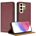 thumbnail image 1 of SaniMore Case for Samsung Galaxy S24 Ultra, Wear-resistant PU Leather Retro Durable TPU Shell Flip Folio Stand, Full Body Protection Magnetic Clasp Business Shell, Winered, 1 of 7