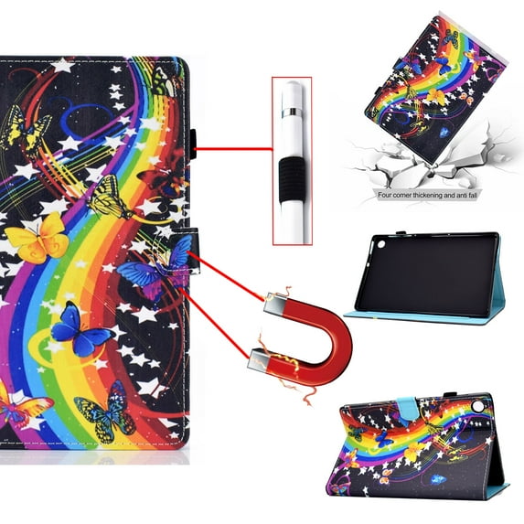 SaniMore Case for Samsung Galaxy Tab A8 Case 10.5" 2022 SM-X200/X205, Auto Wake/Sleep Pen/Card Holder Stand Dual Angle PU Leather Case Soft TPU Back Color Painting Magnetic Protective Case X200,B