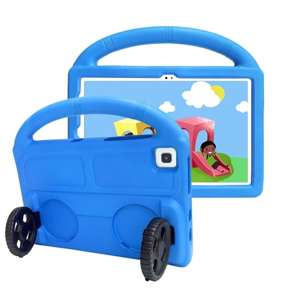 SaniMore Case for Samsung Galaxy Tab A8 10.5" 2022 SM-X200/X205, Galaxy Tab A8 10.5" Case for Boys Girls Car Wheel Design, Shockproof Light Weight Handle Stand Protective Cover Child, Blue