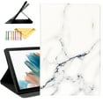 thumbnail image 1 of SaniMore Case For Samsung Galaxy Tab A8 10.5" 2022 [SM-X200/X205/X207], Marble Map Series PU Leather Shockproof Multi-Angles Stand Slim Lightweight Smart Cover for Galaxy Tab A8 10.5" 2022, White, 1 of 9
