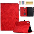 thumbnail image 1 of SaniMore Case for Samsung Galaxy Tab A8 Case 10.5" 2022 SM-X200/X205, PU leather Embossed Tree with Auto Sleep/Wake Pen Holder Card Slots Anti-slip Strip Flip Folio Wallet Business Cover, Red, 1 of 9