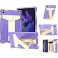 thumbnail image 1 of SaniMore Case for Samsung Galaxy Tab A8 Case 10.5" 2022 SM-X200/X205, Shockproof Silicone Backplane & Rugged PC Frame Built-in Rotating Stand Pen Holder Anti-drop Heavy Duty Protective Case, Purple, 1 of 5