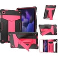 thumbnail image 1 of SaniMore Case for Samsung Galaxy Tab A8 Case 10.5" 2022 SM-X200/X205, Shockproof Silicone Backplane & Rugged PC Frame Built-in Rotating Stand Pen Holder Anti-drop Heavy Duty Protective Case,Black+Rose, 1 of 5