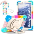 thumbnail image 1 of SaniMore Case for Samsung Galaxy Tab A9 8.7" 2023 SM-T550/P550, Shockproof Shoulder Strap 360° Rotating Handle Bracket Pencil Holder Tri-layer Hybird Anti-drop Kids Shell, Rainbow Blue, 1 of 9