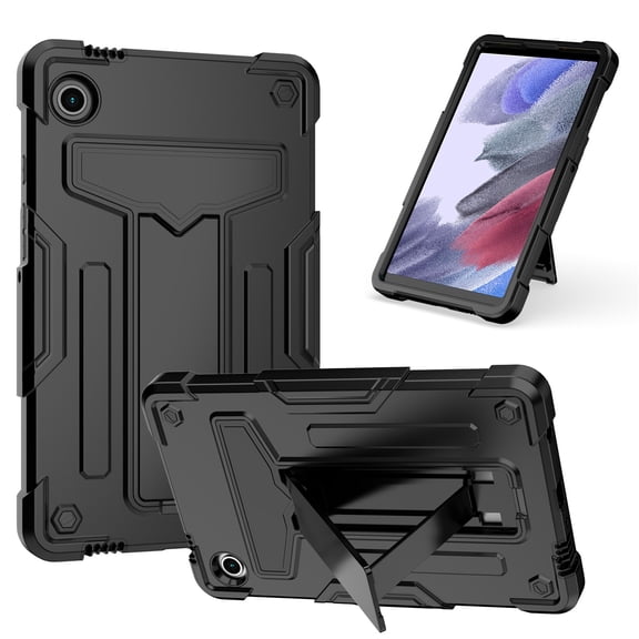 SaniMore Case for Samsung Galaxy Tab A9 8.7" 2023 SM-T550 SM-P550, Shockproof Silicone Backplane & Rugged PC Frame Built-in Rotating Stand Pen Holder Anti-drop Heavy Duty Protective Case, Black